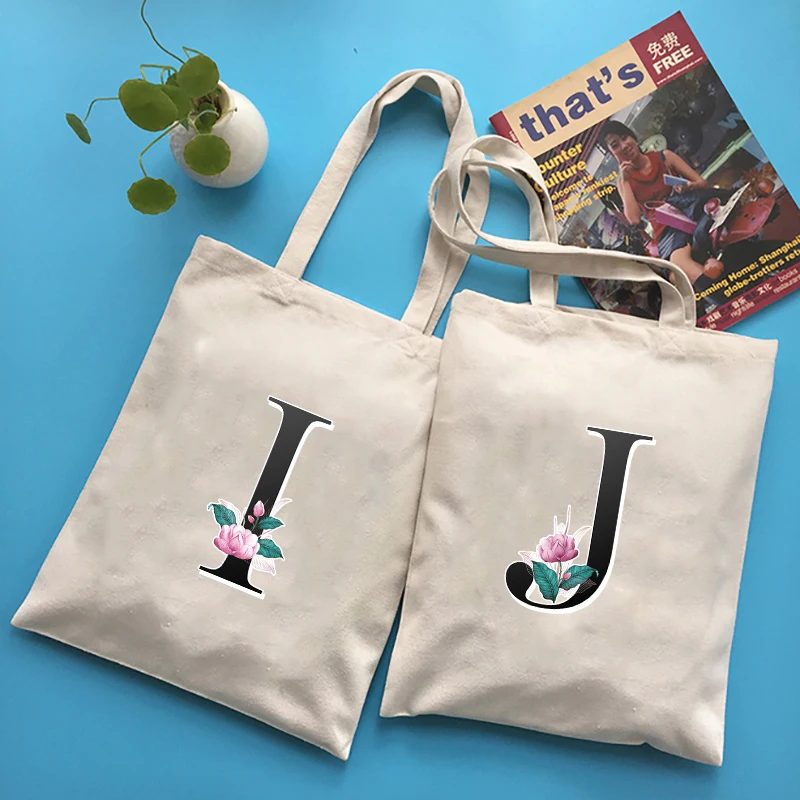 

Shopping Bag Tote Bags Black Letter Women Canvas Fabric Shopper Women's Friendly Products Designer Handbags Woman Shoulder Bag