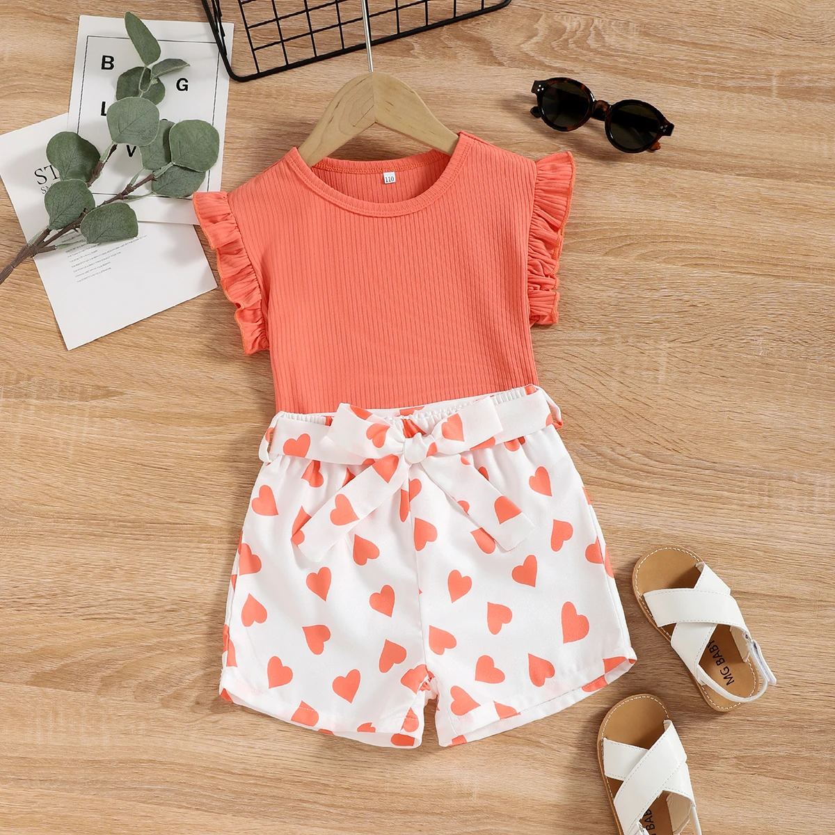 Летняя Детская Одежда Для Девочек. Оранжевый И Черный Топ С Круглым Вырезом