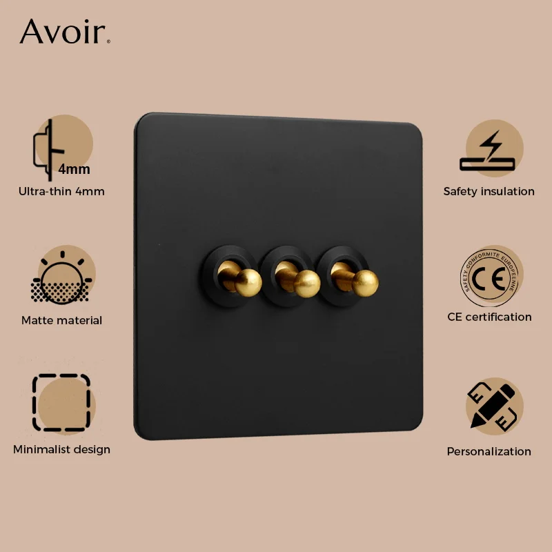 Фото Avoir Black Stainless Steel Push Button USB Wall Socket UK 220V Universal 1-4 Gang 2 Way Wall Switches Vintage Toggle Switches настенный светильник панели для стен розетка двойная настенный выключатель диммер 220 вольт №3