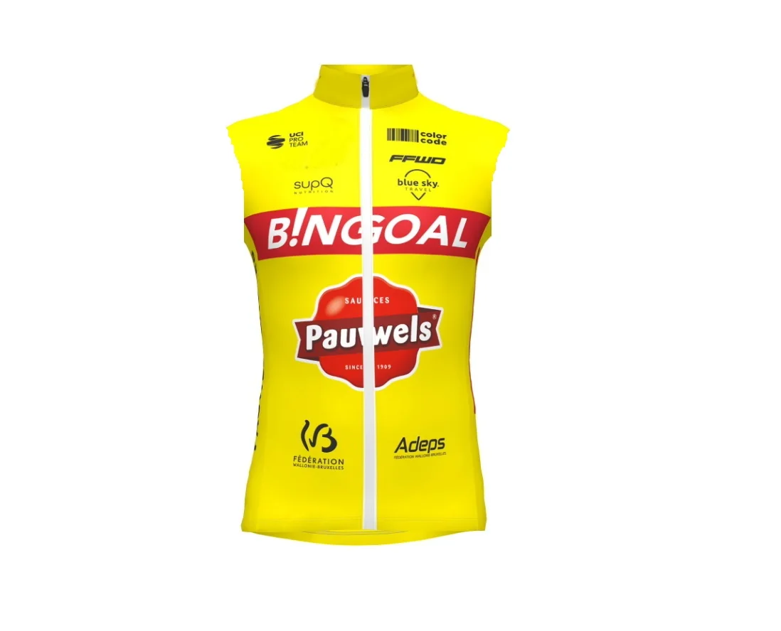 

Windproof 2022 2021 BINGOAL TEAM FLUO YELLOW leeveless Cycling Jacket Vest Gilet Mtb Clothing Bicycle Maillot Ciclismo