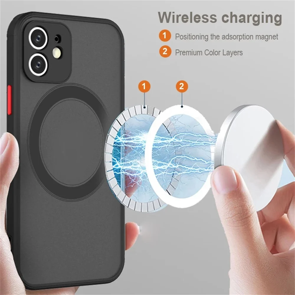 Luxury Armor Matte For Magsafe Case For Samsung Galaxy A23 A04 A13 4G 5G A33 M52 A22 S8 S9 S10 Magnetic Wireless Charging Cover