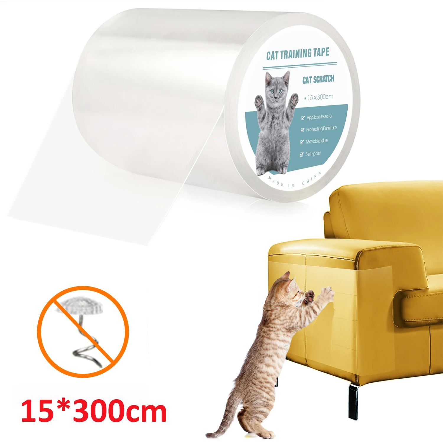 

15*300cm Furniture Guard Cat Scratch Protector Anti-Scratch Tape Roll Cat Scratch Sofa Prevention Clear Sticker Pet Products