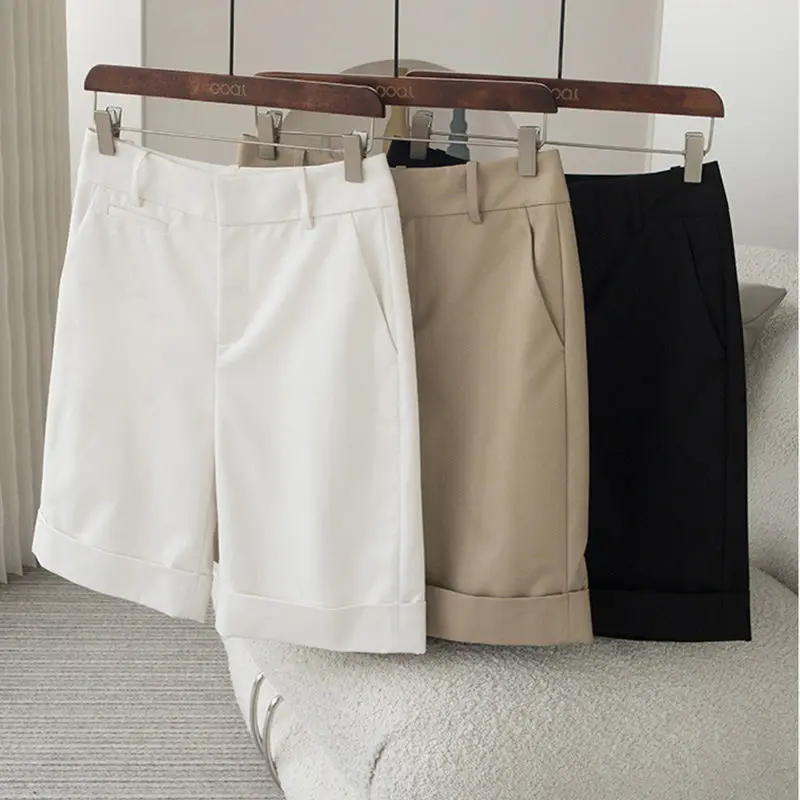 2023 Women's Summer Shorts High Waist Knee Length Straight Shorts All-match Casual Short Shorts Newly Leisure Fashion W33