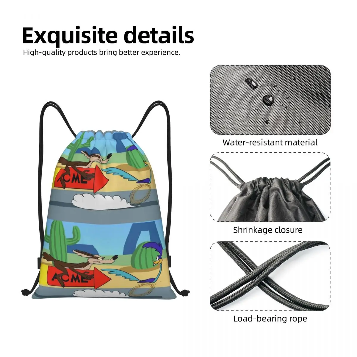 Пользовательские Wile E. Coyote And The Road Runner Сумка на шнурке Мужчины Женщины Портативный