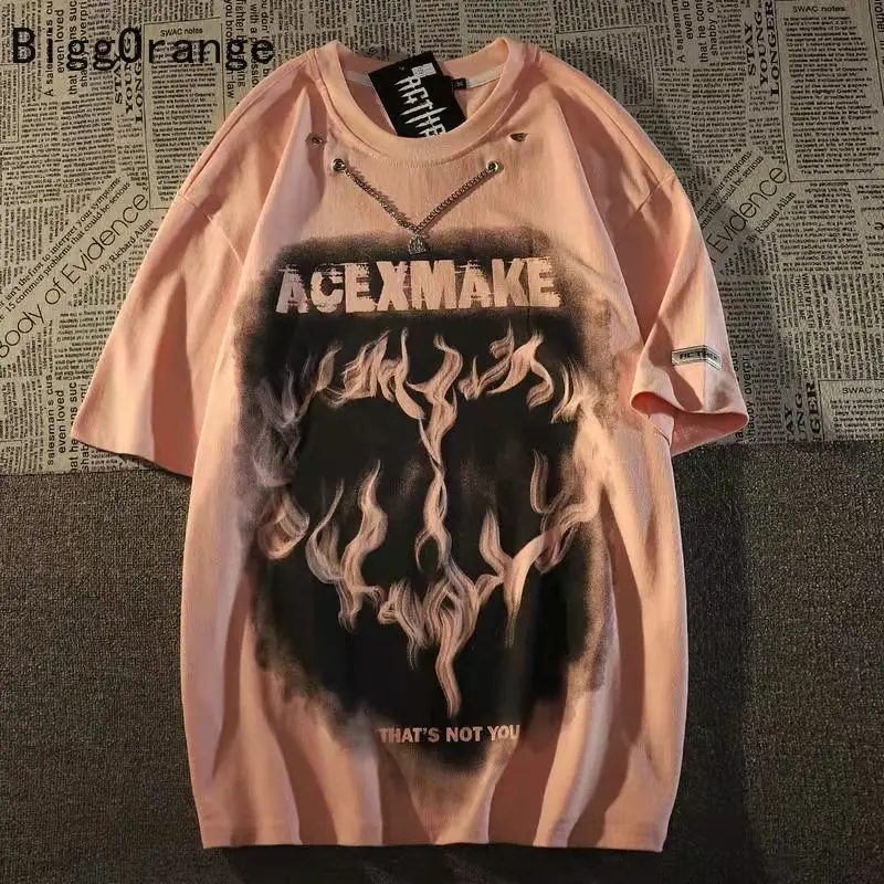 Футболка хлопковая оверсайз с коротким рукавом для мужчин и женщин модная