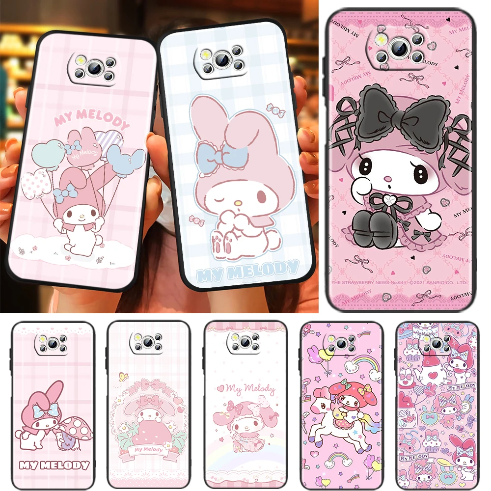 

Melody Sanrio Girl Case For Xiaomi Mi Poco X4 X3 NFC F4 F3 GT M5 M5s M4 M3 Pro C40 C3 5G Soft Black Phone Cover Shell Capa Core