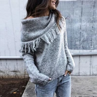 spring autumn sexy sweater women elegant fashion scarf collar pullover long sleeve top 2021 new casual vintage knitted sweaters