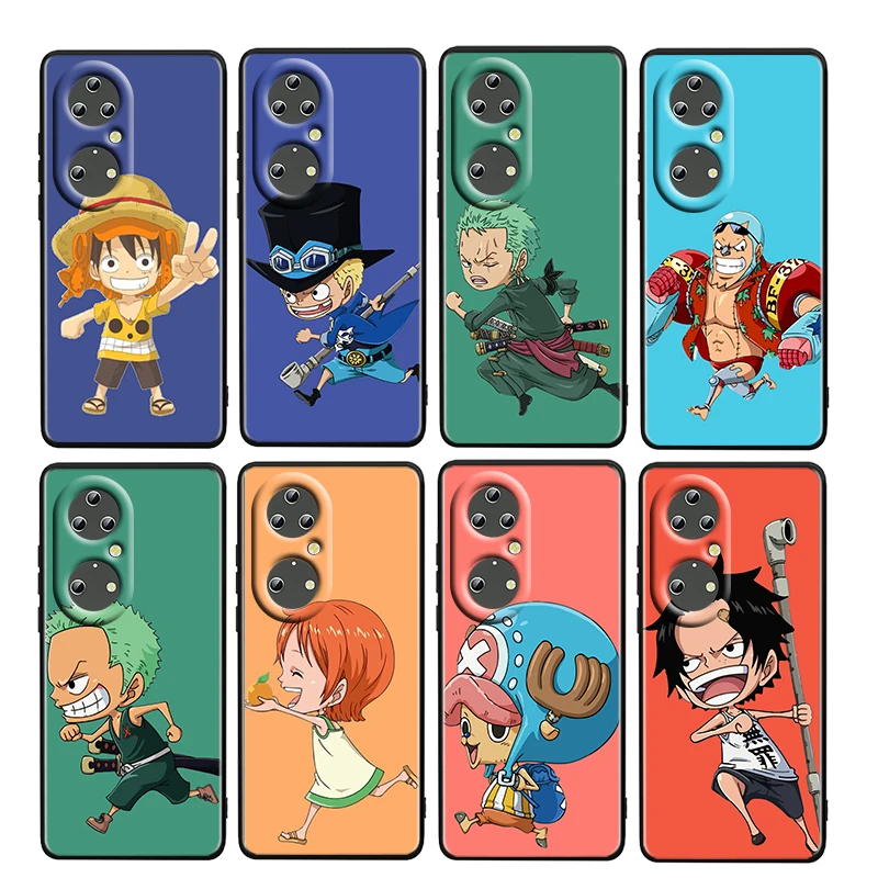 

ONE PIECE Boy Runing For Huawei P50 P20 P30 P40 5G P10 Pro Lite E Plus 9 Lite Mini TPU Silicone Soft Black Phone Case Coque Capa
