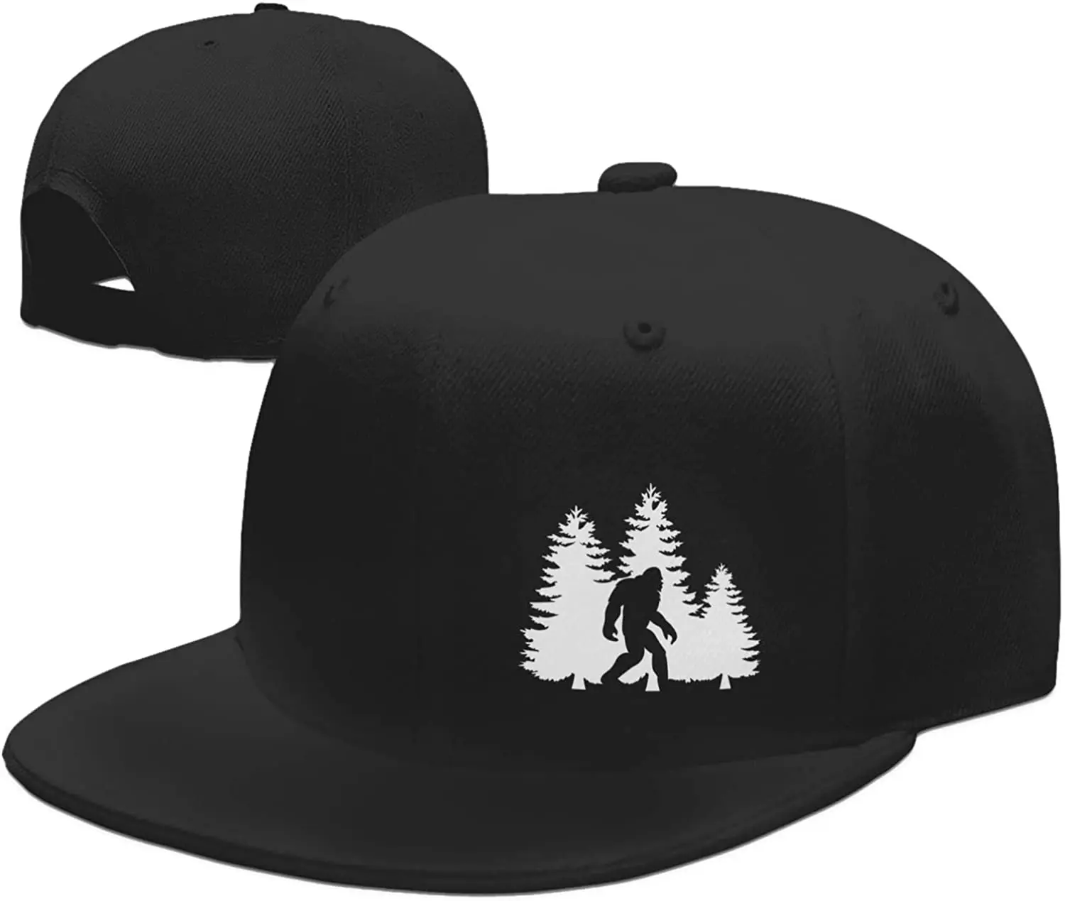 

Bigfoot Snapback Hats for Men Black Baseball Cap Women Adjustable Flat Bill Dad Hat Funny Trucker Hat for Summer