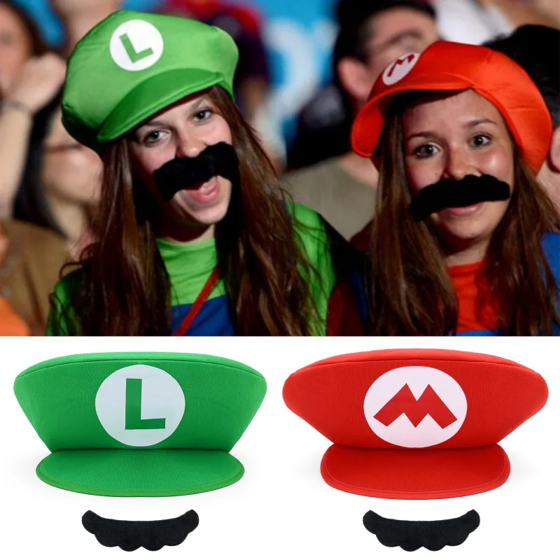 Фото Косплей-шляпа из серии Super Mary, реквизит для ролевых игр Mario Bros Luigi, аниме-аксессуары, товары для детских вечеринок на Хэллоуин и дни рождения №1