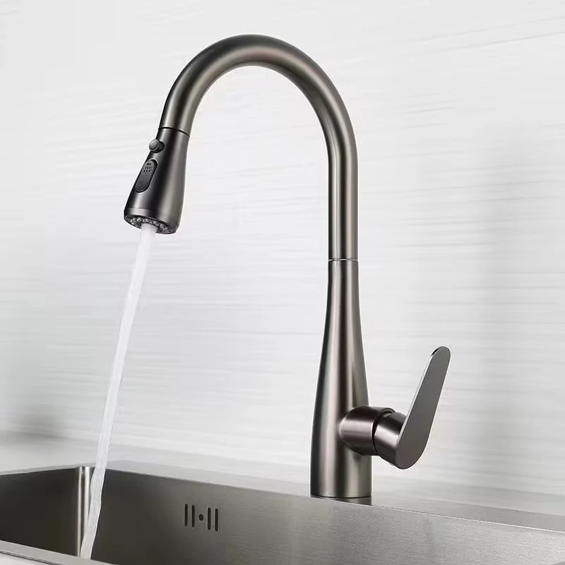 

Kitchen Faucets Pull Out Spout Brass Kitchen Mixer Taps Hot Cold Water Accessories Deck Mounted Stream Sprayer Head Black