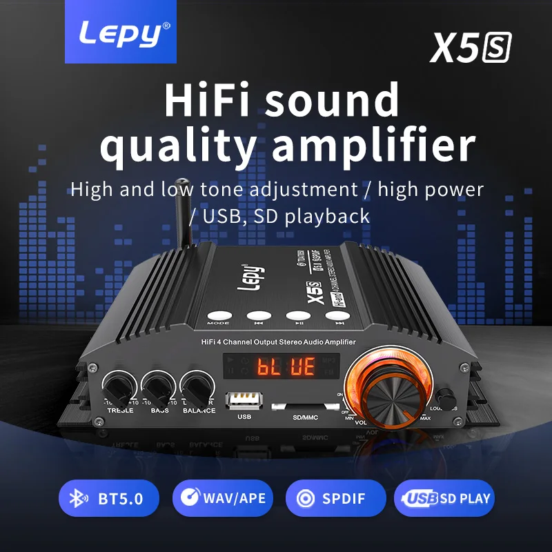 Фото Lepy X5 2x100 Вт/x5s 4x50 Вт Tda7850 Цифровой Усилитель Мощности Класса D Bluetooth 5 №2