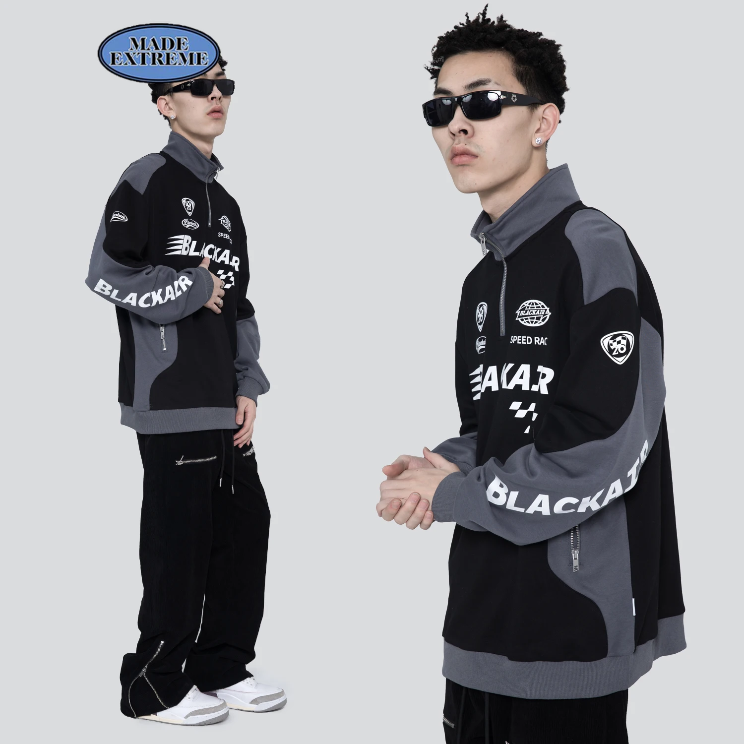 

Свитшот для мужчин и женщин BLACKAIR, винтажный гоночный мотоциклетный свитшот на молнии, уличная одежда оверсайз, одежда для отдыха, одежда для...