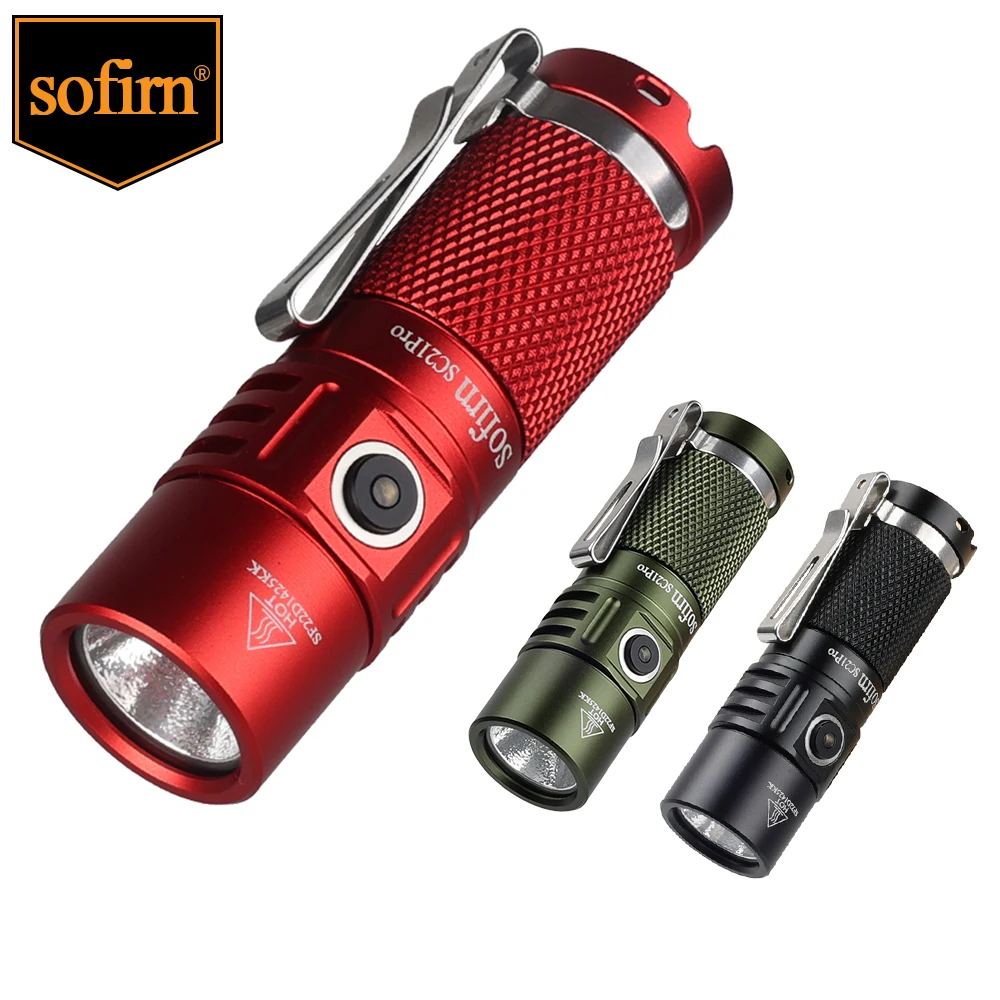Sofirn SC21 PRO LED Flashlight USB C Rechargeable LH351D 16340 1000lm Outdoor EDC Fishing Torch with Magnet & Power Indicator