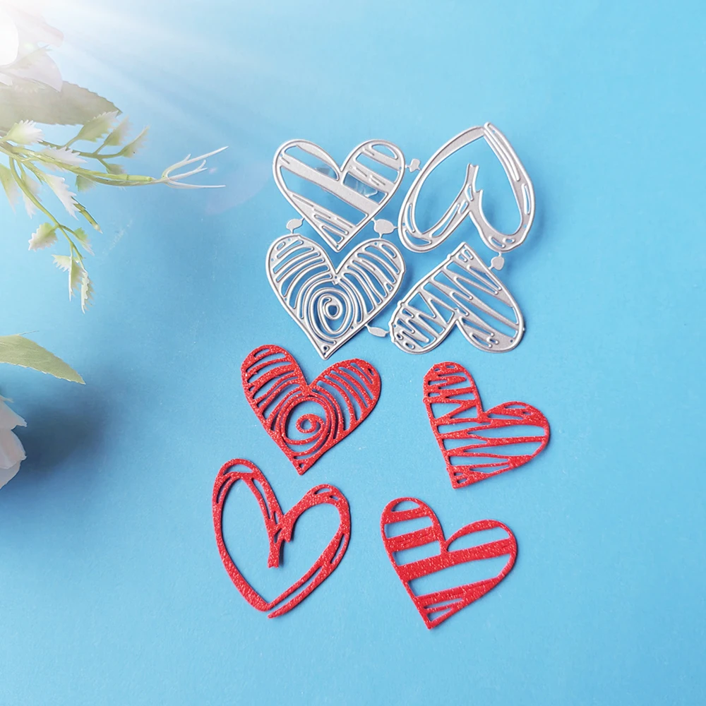 

New 4 exquisite heart shapes cutting dies, used for scrapbooks, embossed albums, card making DIY crafts