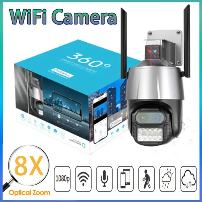 

8MP 4K PTZ IP Camera Dual Lens Outdoor WiFi Security Cameras 8X Digital Zoom CCTV Video Surveillance Color Night Vision ICSEE