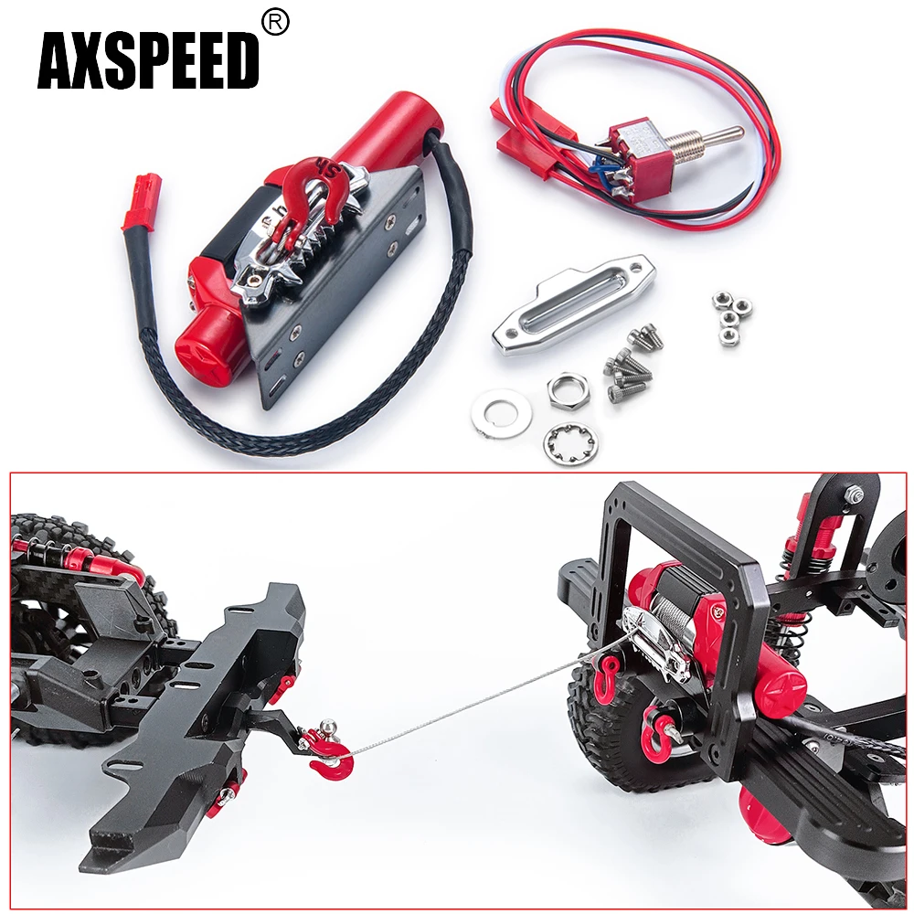 

Металлическая Автоматическая лебедка AXSPEED, веревка для прицепа, буксировочный крюк, крюк для лебедки Axial SCX10 Traxxas TRX4 HSP Redcat CC01 1/10, Радиоуправля...