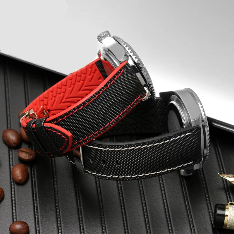 For Omega Seiko Tissot wristband, high quality nylon strap, waterproof silicone strap, with butterfly buckle strap 20 22mm 24mm