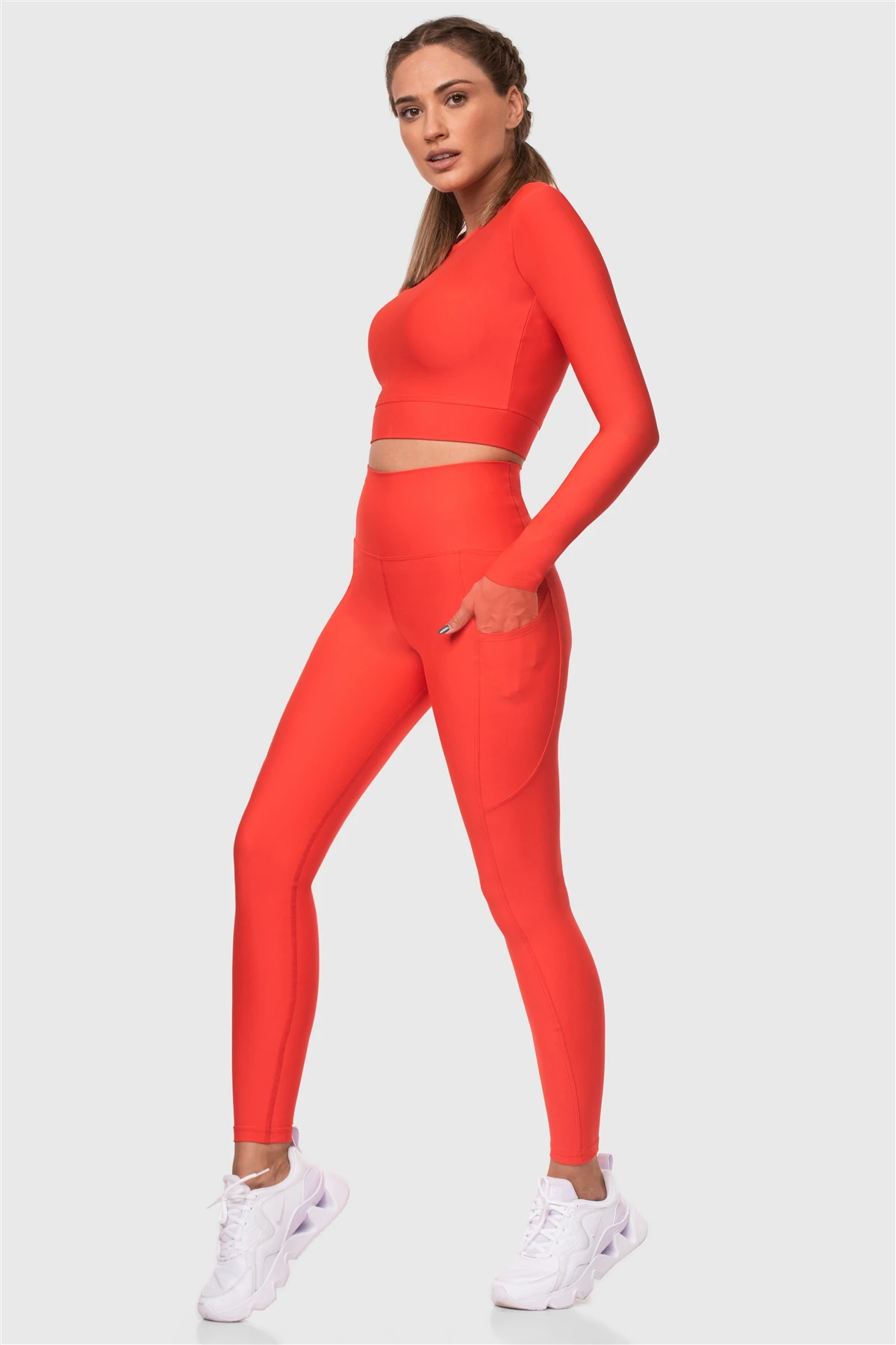 Superstacy High Waist Pockets Pomegranate Flower Sports Leggings