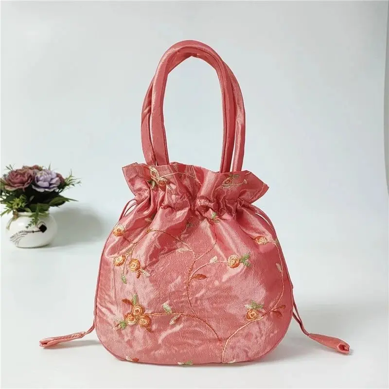 

Fashion Woman Handbag Multi color Silk bag Small Tote String Open Embroidery Clutch Bag For Party Moible Purse Chinese Style