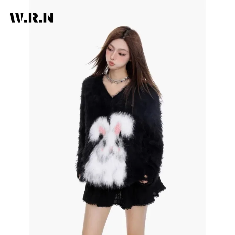 Женский трикотажный свитер с длинным рукавом повседневный пуловер и принтом