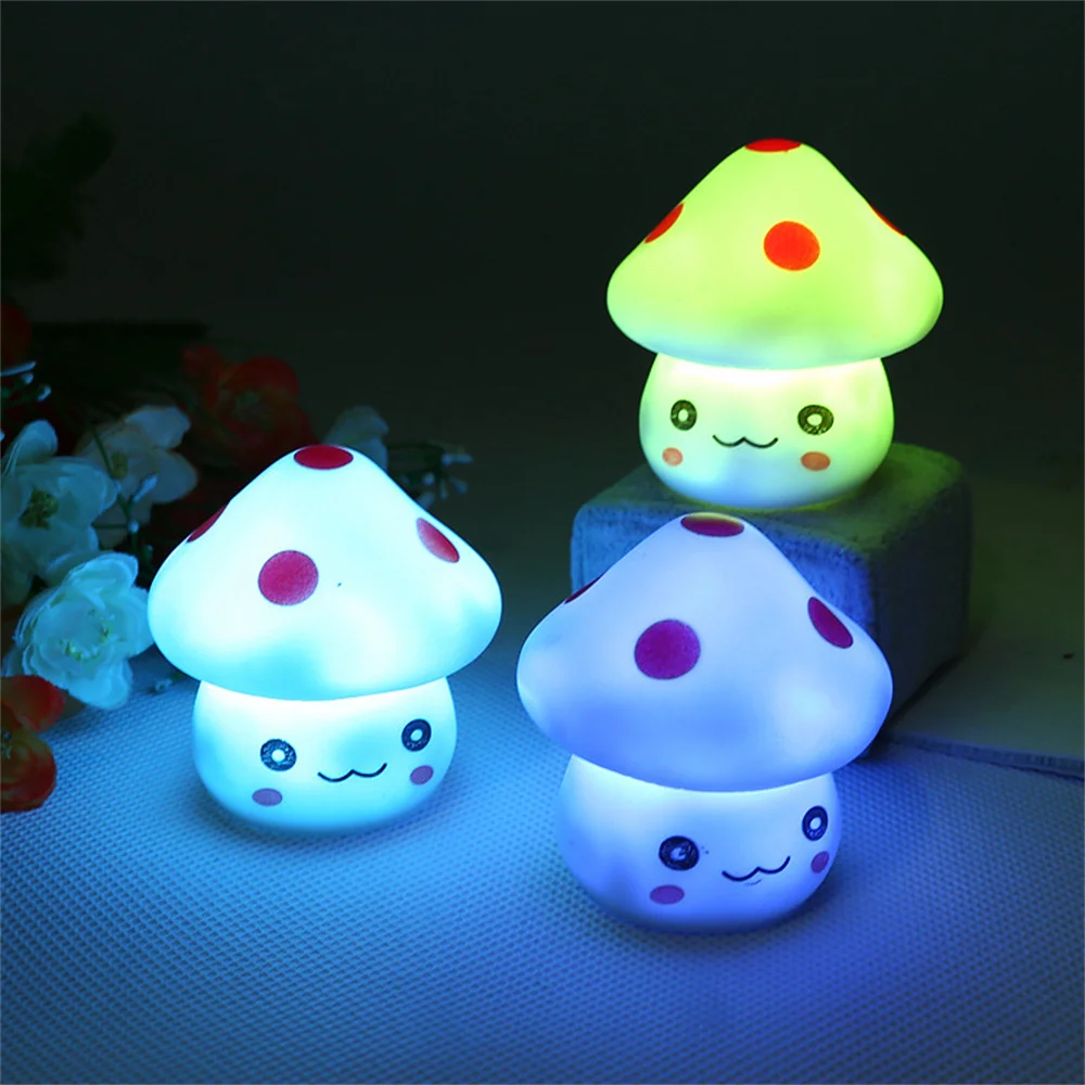 

Kawaii Mushroom Baby Night Lamp 7 Color-Changing Eye Protection Bedroom Bedside Nightlight Gift Children Home Decoration