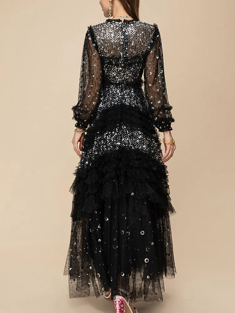 Женское платье с блестками TWOTWINSTYLE белое элегантное Сетчатое составного кроя