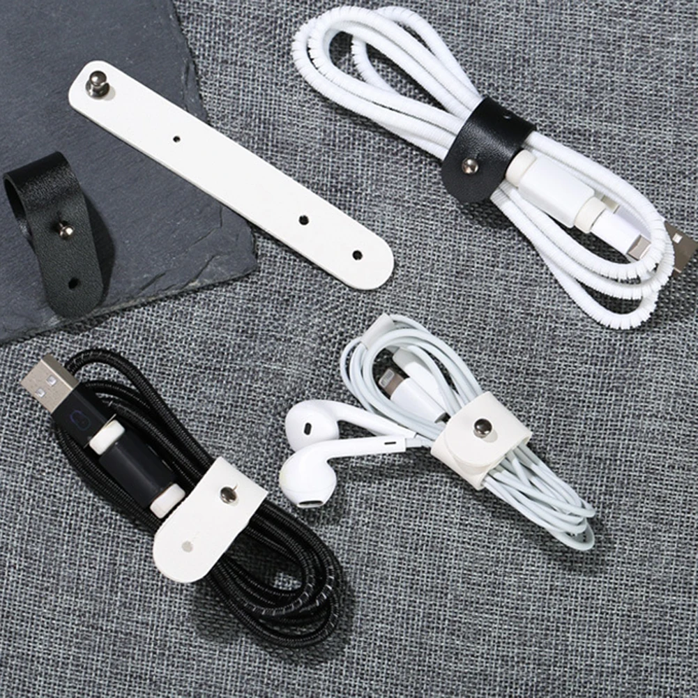 

Leather Line Storage Clip Desk Organizer Winder Portable Earphone Data Cable Storage Buckle Organizer Metal Fixation Buckle