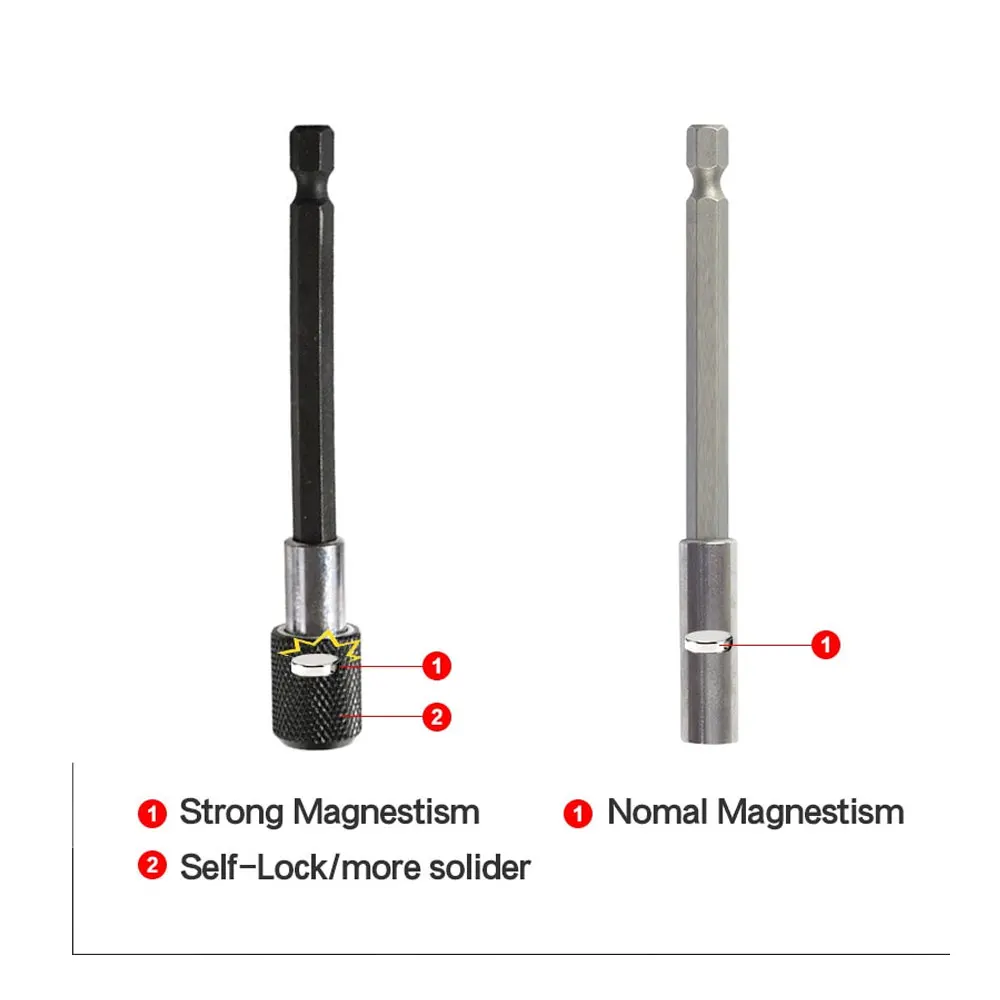 Binoax Magnetic Extension Bit Set Extensions Quick Change 1/4" 6.35mm Hex Rod Shank Long Handle 60 75 100 150 mm images - 6