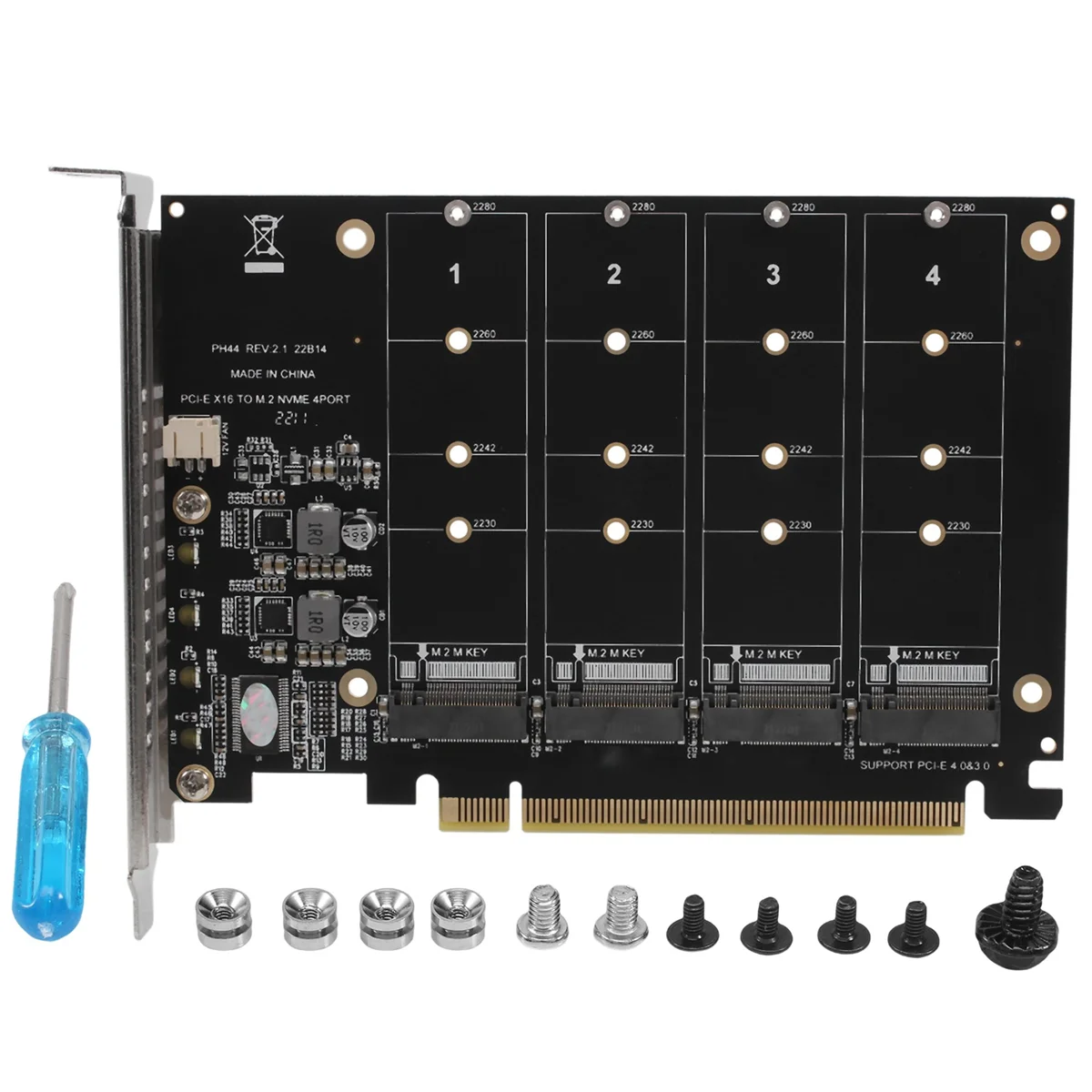

PCIE 4-Port M.2 NVEM SSD Expansion Card Computer Motherboard Solid State Drive Expansion Card
