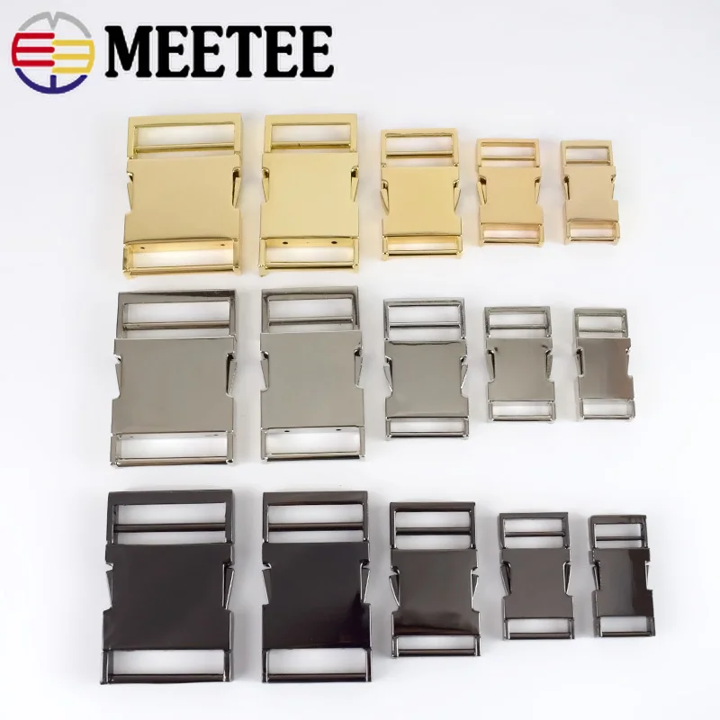 

4Pcs Meetee Metal Side Release Buckles 14/19/25/31/38/50mm Pet Collar Backpack Bag Webbing Buckle DIY Paracord Bracelet Hardware