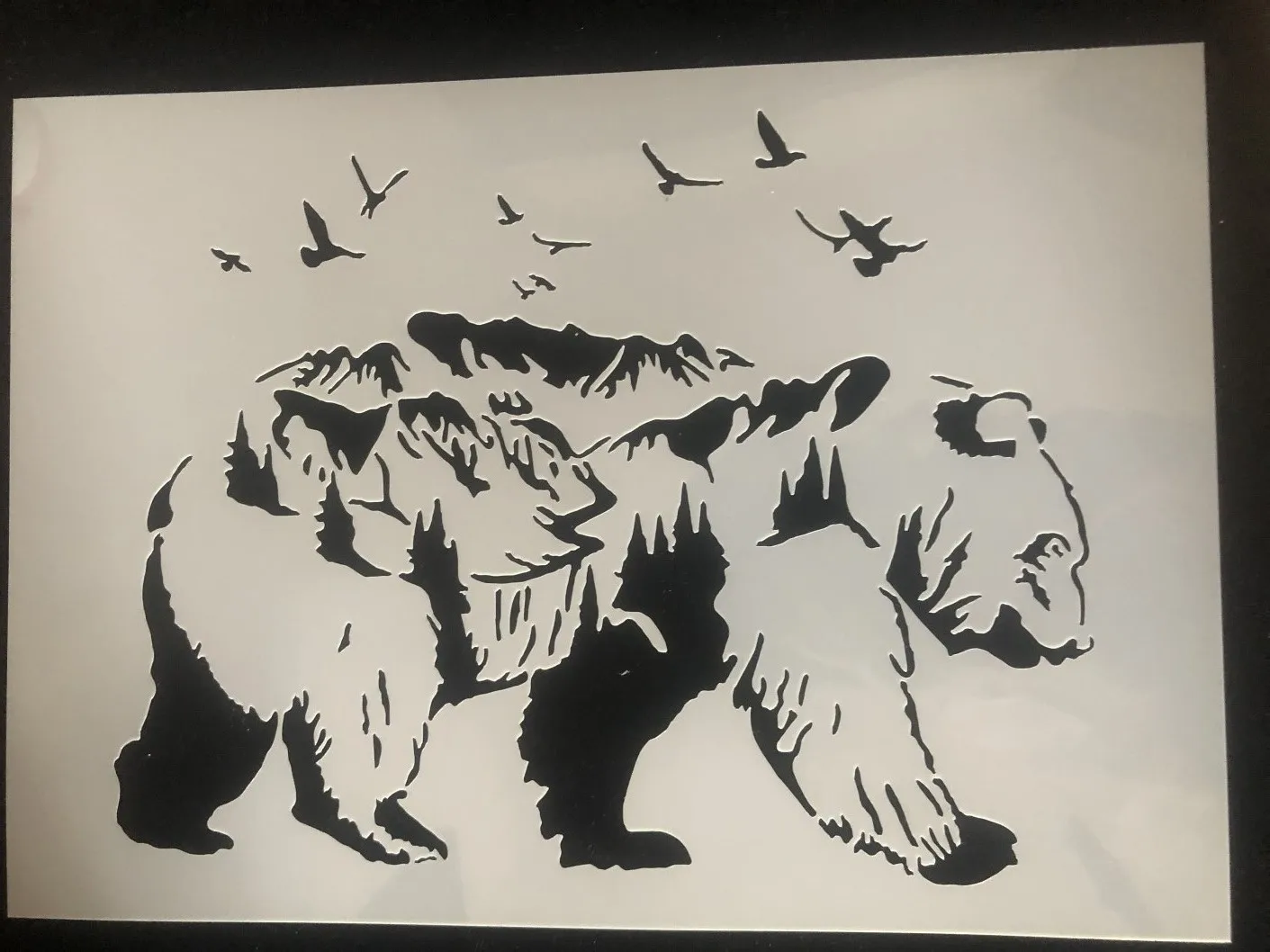 

A4 29cm Forrest Mountain Bear Birds DIY Layering Stencils Wall Painting Scrapbook Coloring Embossing Album Decorative Template