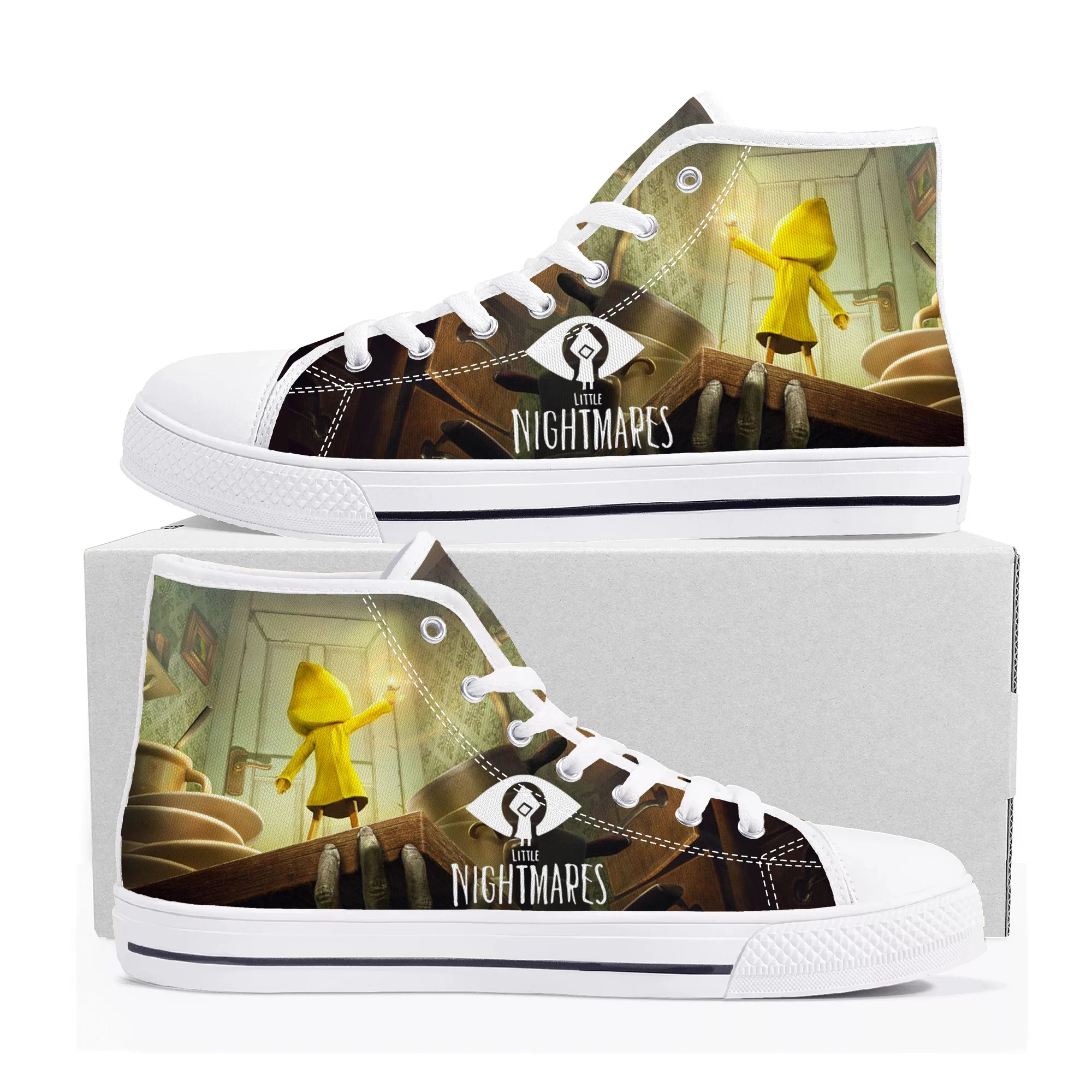 

Game Little Nightmares Anime High Top Sneakers High Quality Mens Womens Teenager Canvas Sneaker Casual Couple Shoes Custom Shoe