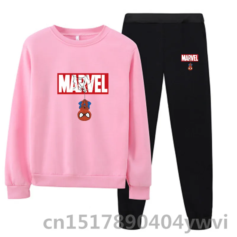 2022 Marvel spiderman Sweatpants Set Tracksuit women Sweatshirt+Pants Pullover Sportwear Suit Casual Clothes 2 Pieces Sets
