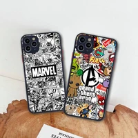 marvel avengers comics logo phone case for iphone 13 12 11 pro max mini xs 8 7 plus x se 2020 xr matte transparent cover