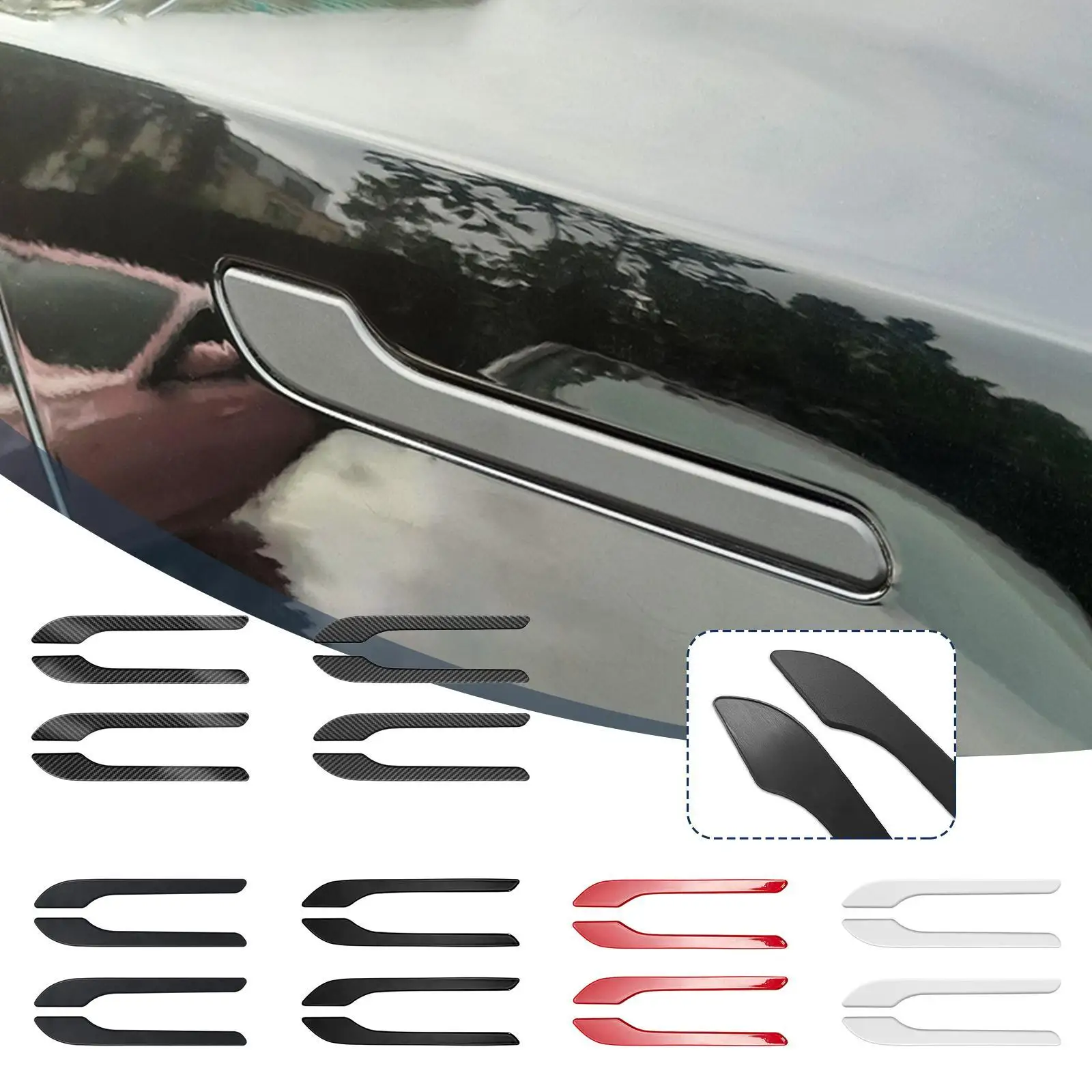 

for Tesla Model 3 Model Y Car Door Handle Wrap Decoration Stickers 4pcs Set ABS Plastic Modification Handle Kit Protector Cover