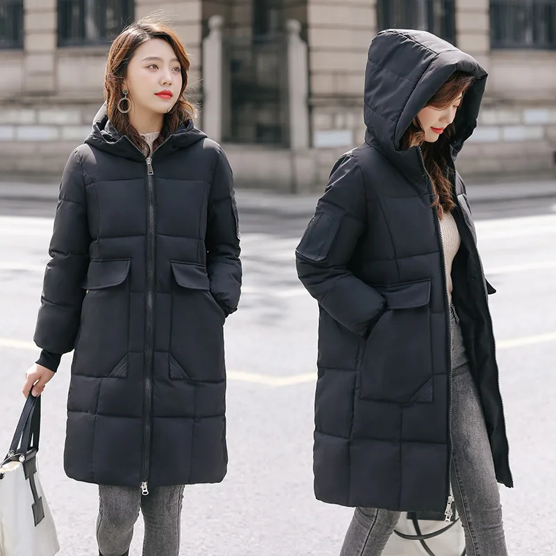 Casual Cotton Padded Coat Women Korean Fashion Thicken Warm Hooded Jacket Women 2022 Winter Loose Solid Jacket Female Y924