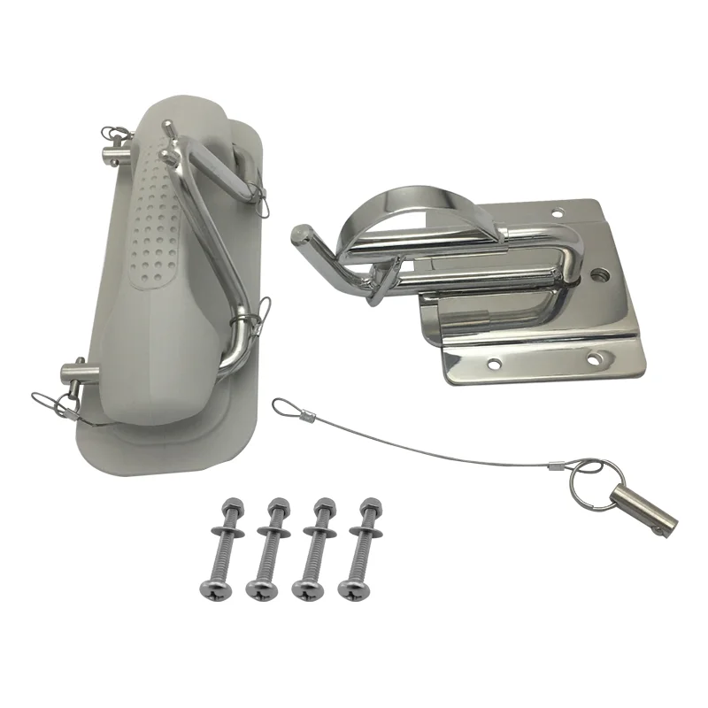 ISURE MARINE Boat 304 Stainless Steel Insta-lock Quick Davits Replacement Set With Handle Pad