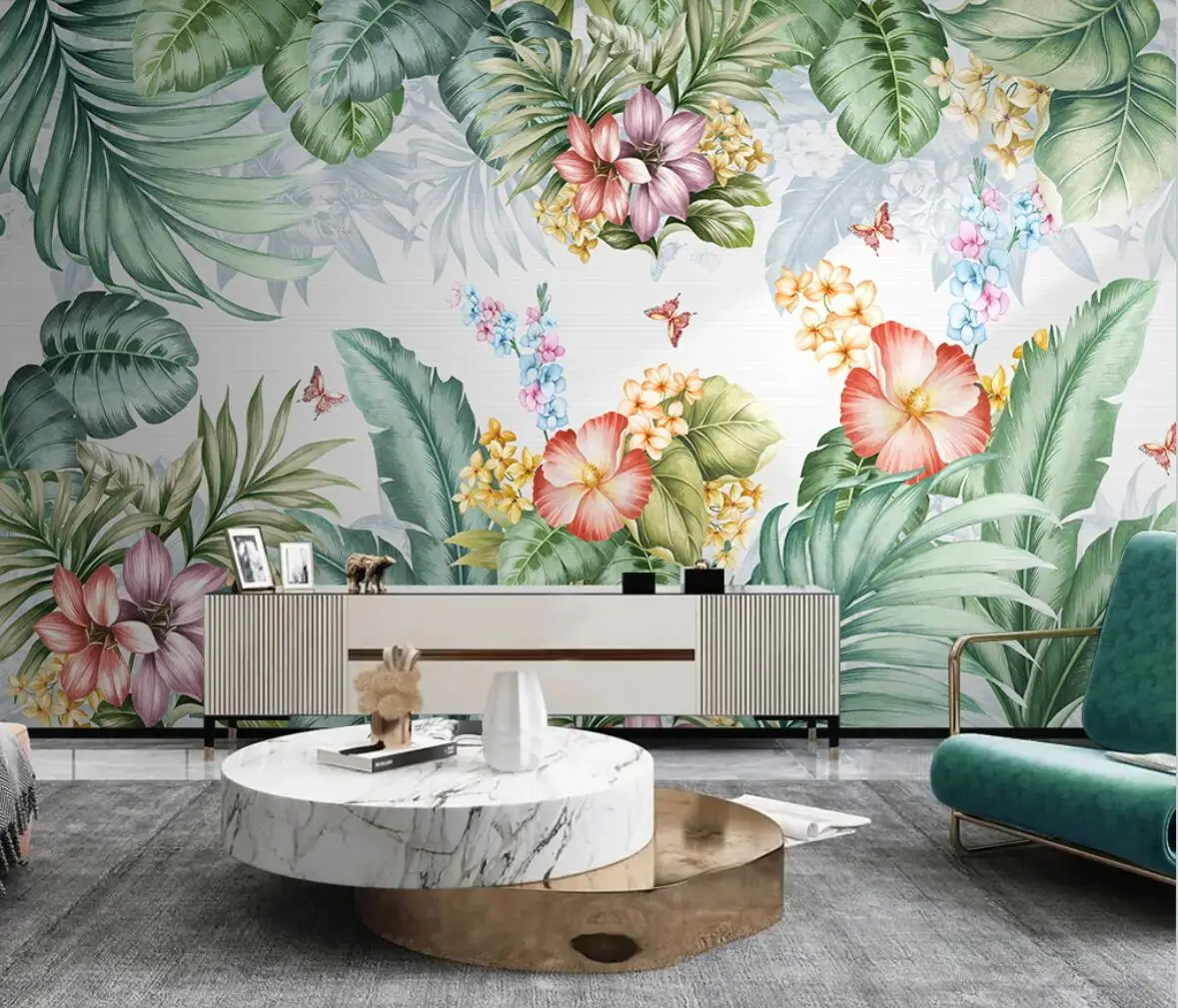 

Custom tropical plants flowers and birds Wallpaper Modern Photo Wall Murals wallpapers for Living Room Bedroom 3D Wall Painting