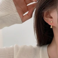 simple water drop metal studs earrings korean new versatile temperament fashion ol jewelry for women girls dual use accessories