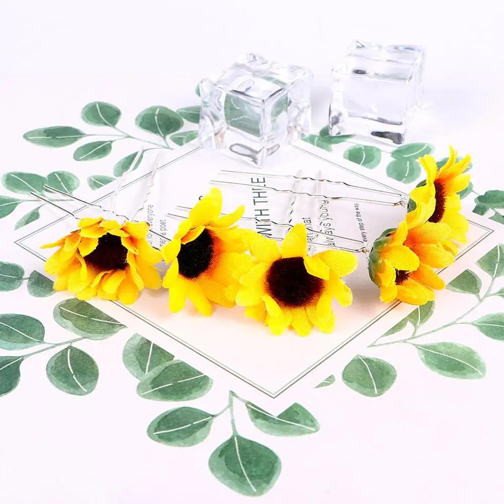 

Handmade 5Pcs Sweet Daisy Flower Decor Sunflower Bridesmaid Bridal Prom Hair Pins Clips Headband Headpiece