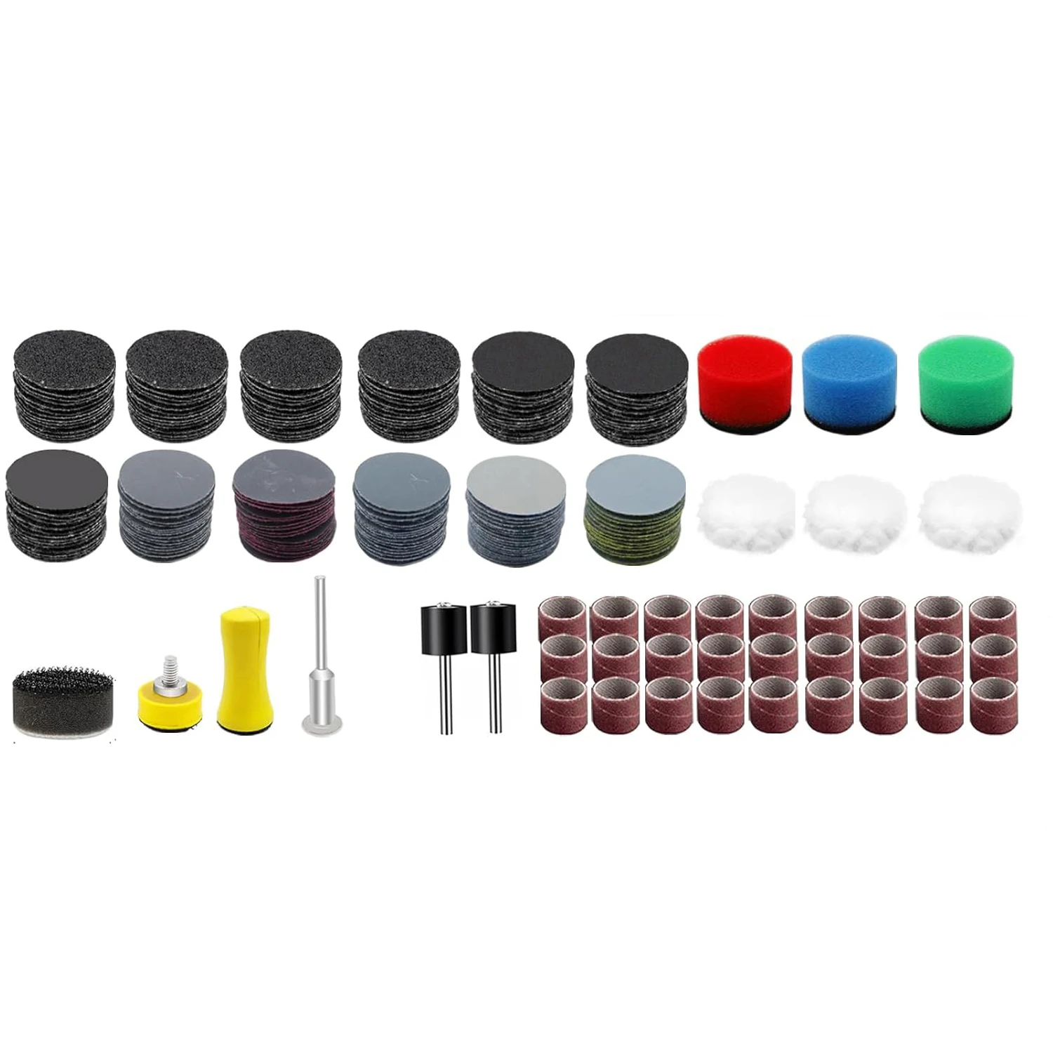 1-дюймовый комплект дисков для влажной и сухой шлифовки, 157 шт., различное зернистость 60-10000 с ручным блоком и губкой для вращающихся инструментов с подкладкой