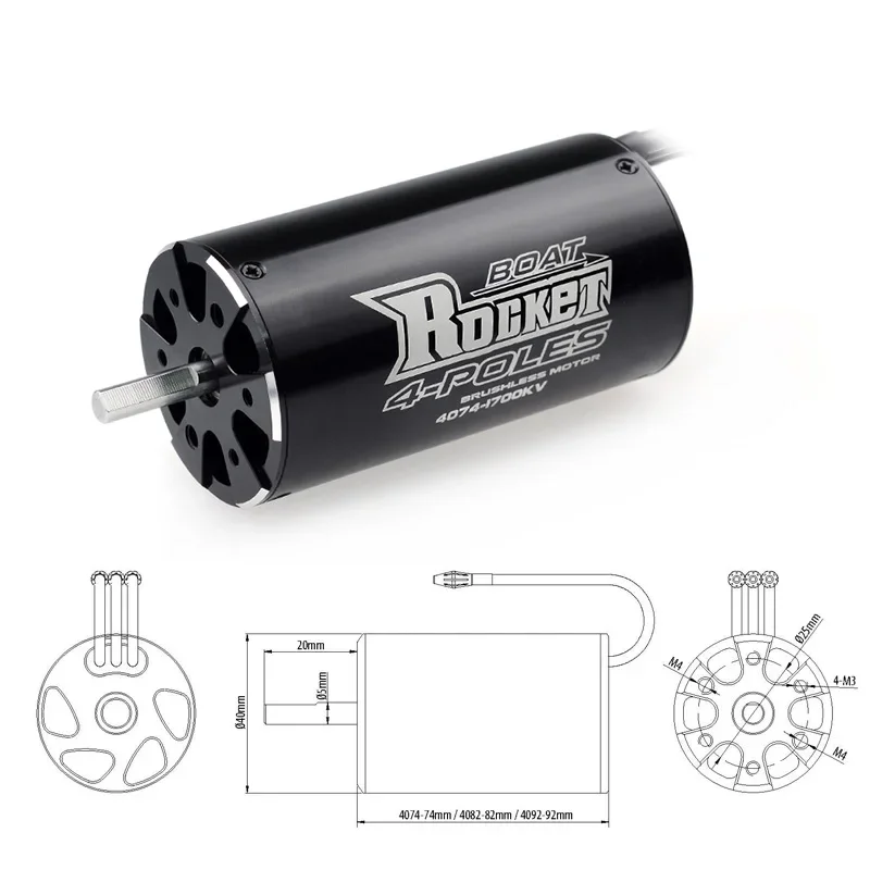 Фото Бесщеточный двигатель UniFlyRocket 4074 1700KV 2000KV 2250KV 4P с водяным охлаждением 40-S для катамарана M41 Spartan 1000 мм (и выше) RC №4