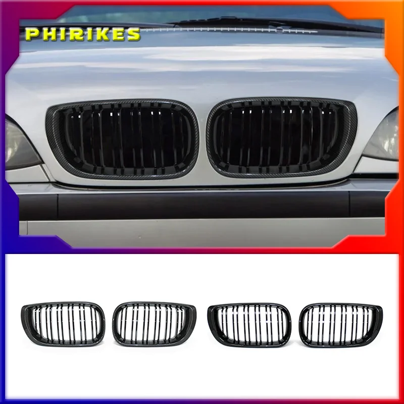 

Car Kidney Grill Front Bumper 2 Slat Line Gloss Black Racing Grill for BMW E46 Coupe Cabrio 325Ci 330Ci LCI 2door 2003-2006