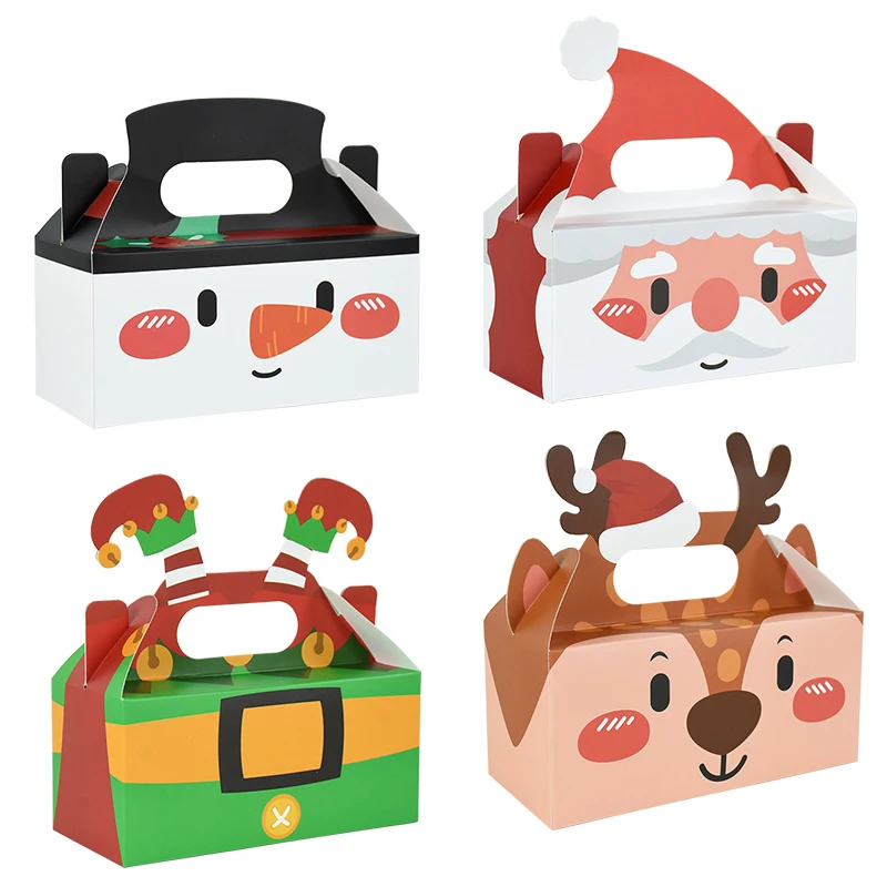 

12PCS Christmas Gift Boxes Cartoon Santa Claus Elk Candy Cookie Packaging Box 2023 Xmas Navidad New Year Party Decoration Kids