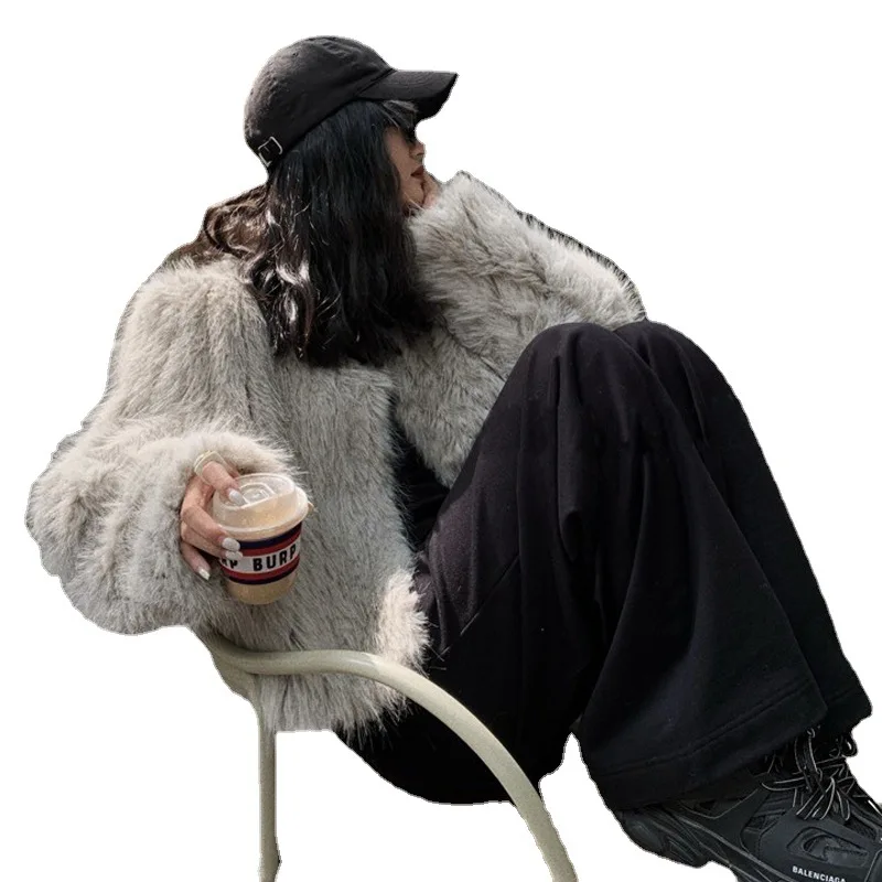 Autumn and winter new temperament imitation fur coat