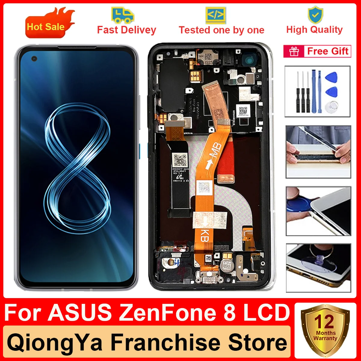 100% протестированный 5 9-дюймовый оригинальный дисплей zenfone 8 для Asus ZenFone ZS590KS-2A007EU