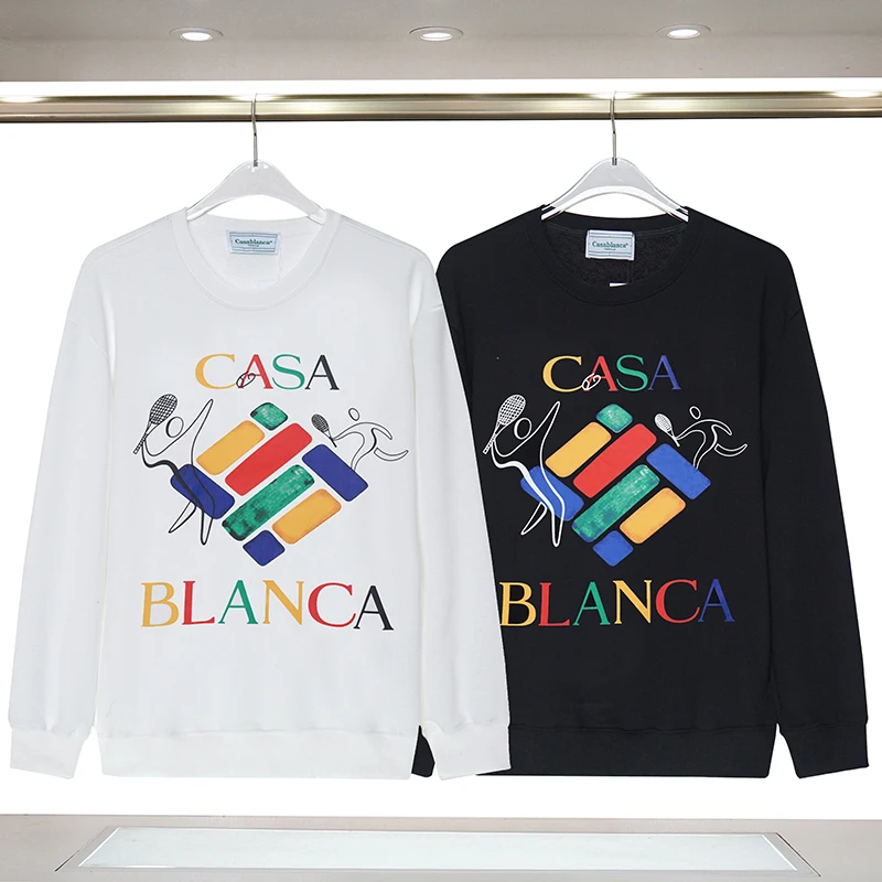 

23SS Real Harajuku Casablanca Couples Sweatshirt Fashion Printed Men New Diamond Letter Logo Print Sweatshirt