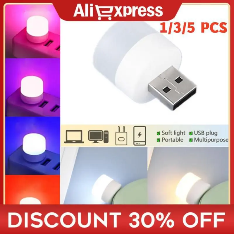 

1/3/5 PCS Mini LED Night Light Power Bank Charging USB Plug Lamp Small Book Lamp LED Eye Protection Reading Light Room Decor