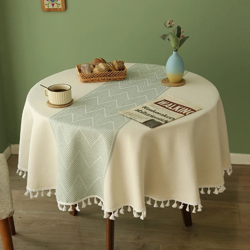 

Простой хлопок, лен, простая и элегантная маленькая круглая обеденная скатерть для дома, прикроватный столик, скатерть для чайного столика